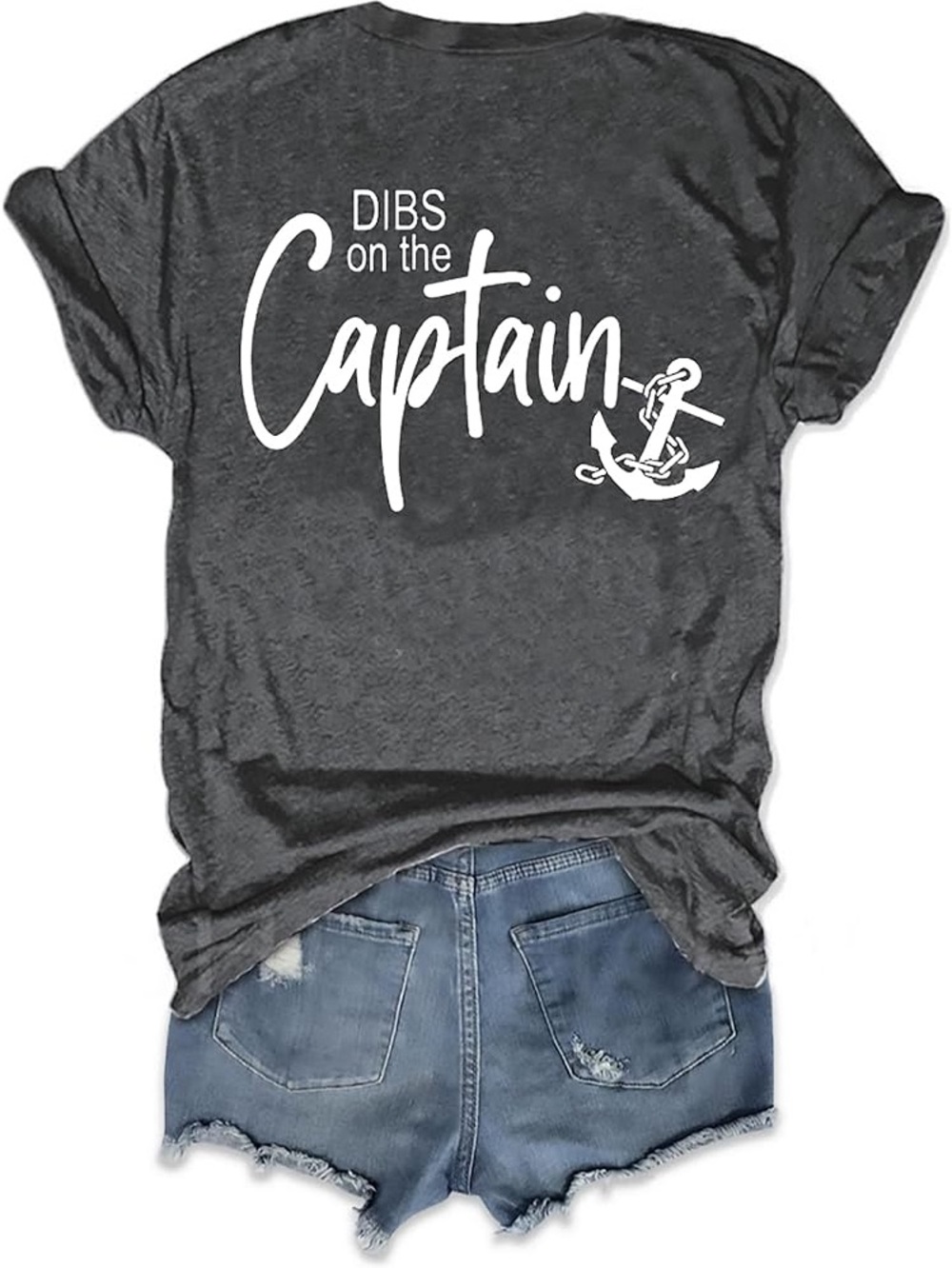 Dibs on the Captain Graphic Tee - Charcoal with White Print